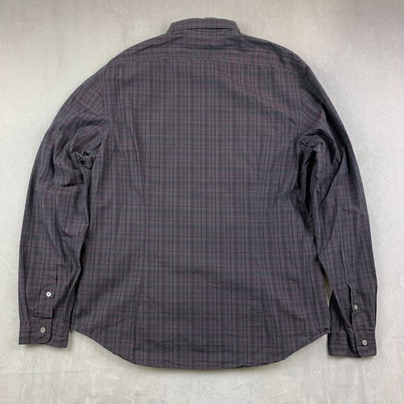 John Varvatos Mens Shirt Large Purple Plaid Button Up Long Sleeve Rock Luxury - Picture 7 of 7